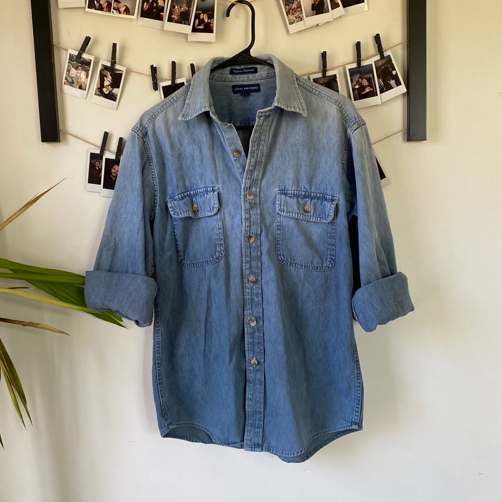 Gradient Denim Long Sleeve Button Down